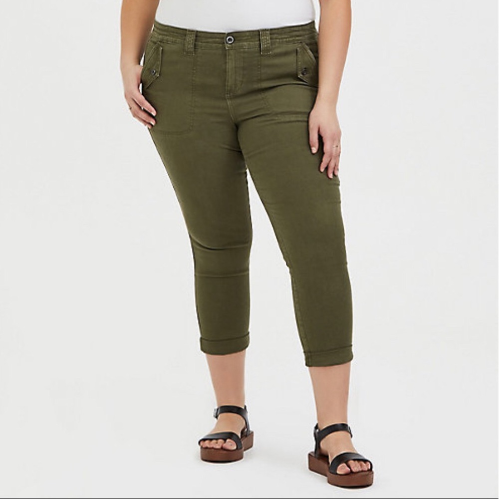Torrid CROP MILITARY PANT - CANVAS OLIVE GREEN